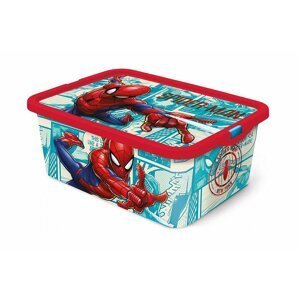 Dudlu Plastový úložný box na hračky s víkem Marvel - Spiderman