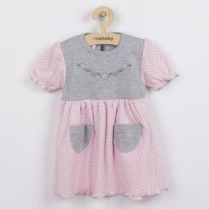 Kojenecké šatičky s krátkým rukávem New Baby Summer dress růžovo-šedé Varianta: růžová/68 (4-6m)