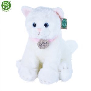 RAPPA Plyšová kočka sedící bílá 25 cm ECO-FRIENDLY