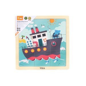 Dudlu Dřevěné puzzle 9 dílků - loď