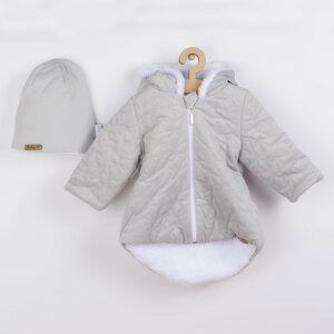 Zimní kojenecký kabátek s čepičkou Nicol Kids Winter šedý Varianta: šedá/56 (0-3m)