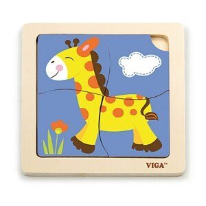 Dřevěné puzzle pro nejmenší Viga Varianta: 4 ks Žirafa - multicolor