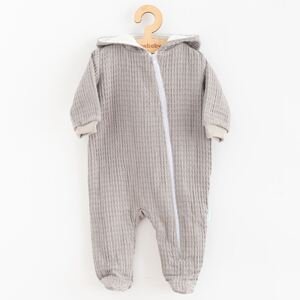 Kojenecký mušelínový overal s kapucí New Baby Comfort clothes šedá, vel. 56 (0-3m)
