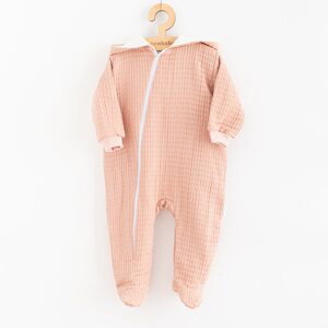 Kojenecký mušelínový overal s kapucí New Baby Comfort clothes růžová, vel. 56 (0-3m)
