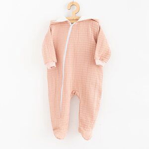 Kojenecký mušelínový overal s kapucí New Baby Comfort clothes růžová, vel. 56 (0-3m)