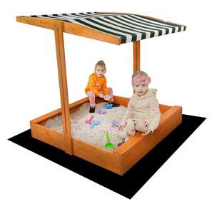 Dětské dřevěné pískoviště se stříškou Baby Mix 120x120 cm zeleno-bílé