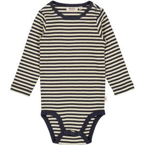 Wheat kojenecké body s dlouhým rukávem 9103 - midnight stripe Velikost: 74 Biobavlna