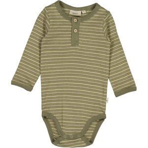 Wheat kojenecké body s dlouhým rukávem 9101 - heather green stripe Velikost: 56 Bavlna