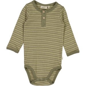Wheat kojenecké body s dlouhým rukávem 9101 - heather green stripe Velikost: 92 Bavlna