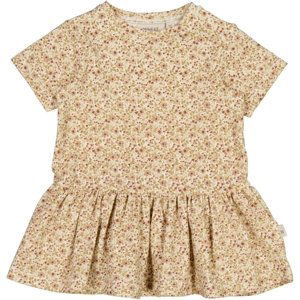Wheat kojenecké šaty s krátkým rukávem Birthe 5554 - eggshell flowers Velikost: 68 Biobavlna