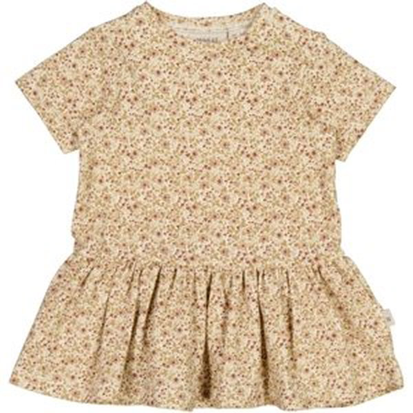 Wheat kojenecké šaty s krátkým rukávem Birthe 5554 - eggshell flowers Velikost: 74 Biobavlna