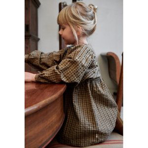 Wheat dívčí šaty s dlouhým rukávem Julie 1370 - pine check Velikost: 104 Biobavlna