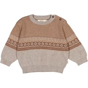 Wheat kojenecký žakárový svetr Elias 6559 - warm grey melange Velikost: 80 Bio bavlna