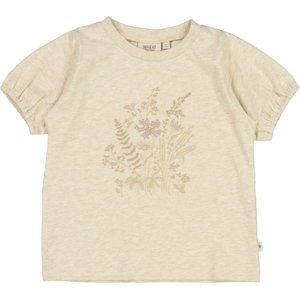 Wheat dívčí tričko Flower Embroidery 0137 - buttermilk melange Velikost: 152 100% biobavlna