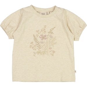 Wheat dívčí tričko Flower Embroidery 0137 - buttermilk melange Velikost: 98 100% biobavlna