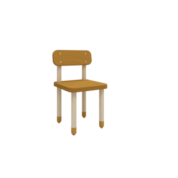 Flexa dřevěná židle s opěradlem pro děti hořčicová Dots 8210059110 Masivní dub