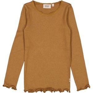 Wheat dívčí tričko s dlouhým rukávem s krajkou 0151 - caramel Velikost: 104 Biobavlna, modal