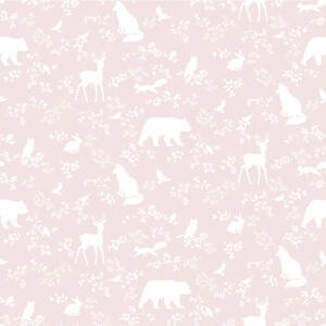 Pastelowe Love® tapeta na zeď Forest animals pink Lesní zvířátka