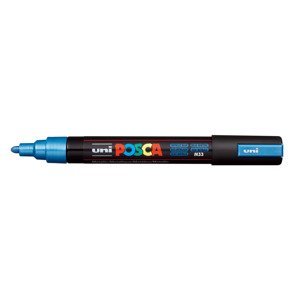 Uni-ball, PC-5M, Posca, akrylový popisovač, kusový, 1 ks Barva: Metalická modrá