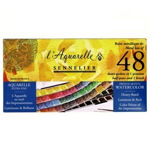 Sennelier, 131607, L´ Aquarelle, mistrovské akvarelové barvy, 48 ks 1/2 pánviček