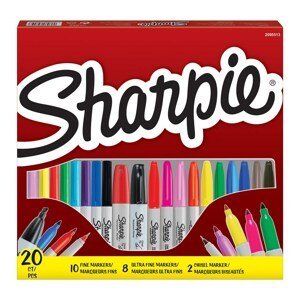 Sharpie, 2079809, umělecké fixy z USA, Combo pack, různé hroty, 20 ks