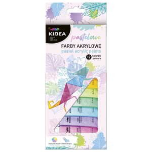 Kidea, FAAP12KA, sada akrylových barev, pastelové odstíny, 12 ks