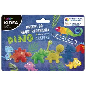Kidea, KDNR4KKA, sada olejových pastelů/voskovek pro nejmenší děti, dinosauři, 4 ks