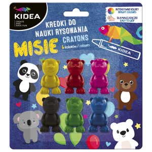 Kidea, KMNR6KKA, sada olejových pastelů/voskovek pro nejmenší děti, medvídci, 6 ks