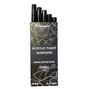 Artmagico, 274, sada černých akrylových popisovačů s extra jemným hrotem, 5 ks