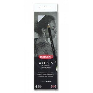Derwent, 2302342, Artists Black & White, sada uměleckých pastelek, 6 ks