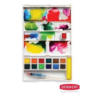 Derwent, 2302636, Inktense, akvarelové barvy v pánvičkách, cestovní set, 12 ks