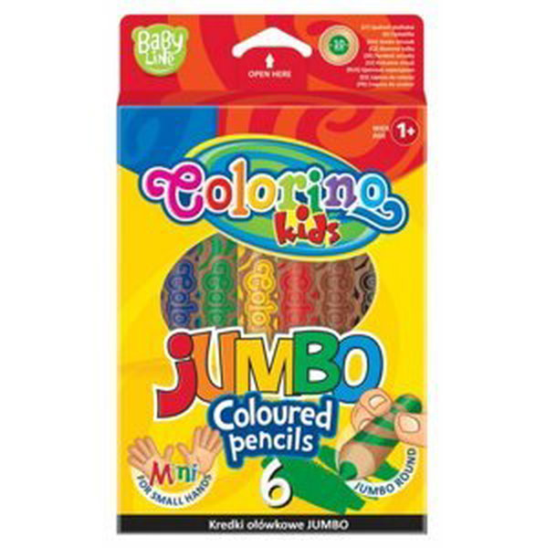 Colorino Pastelky kulaté Colorino JUMBO, s ořezávátkem, 6 barev