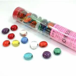 Chessex Gaming Glass Stones in Tube Translucent Assorted Colors (žetony) – 40 ks