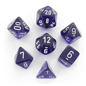 Sada kostek Chessex Gemini Translucent Purple/White Polyhedral 7-Die Set