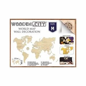 Wooden City Mapa světa M - dřevěná nástěnná mapa 3D puzzle