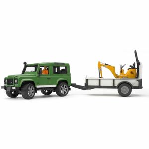 Bruder 02593 Land Rover+Přepravník+Mikrobagr JCB