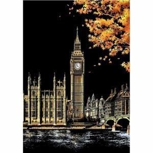 Škrabací obrázek Big Ben, London 40,5 x 28,5 cm