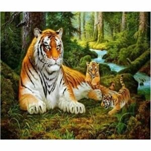 Diamantový obrázek Tygr s mláďaty 30 x 40 cm