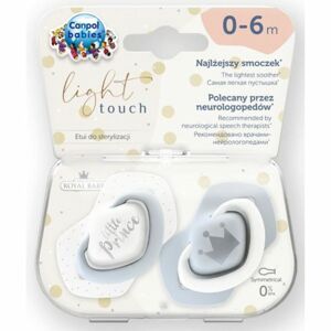 Canpol babies Set symetrických silikonových dudlíků Light touch 0-6m Royal Baby modrý