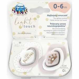 Canpol babies Set symetrických silikonových dudlíků Light touch 0-6m Royal Baby růžový