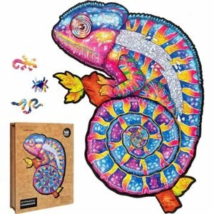 Puzzler Dřevěné barevné puzzle Hypnotický chameleon