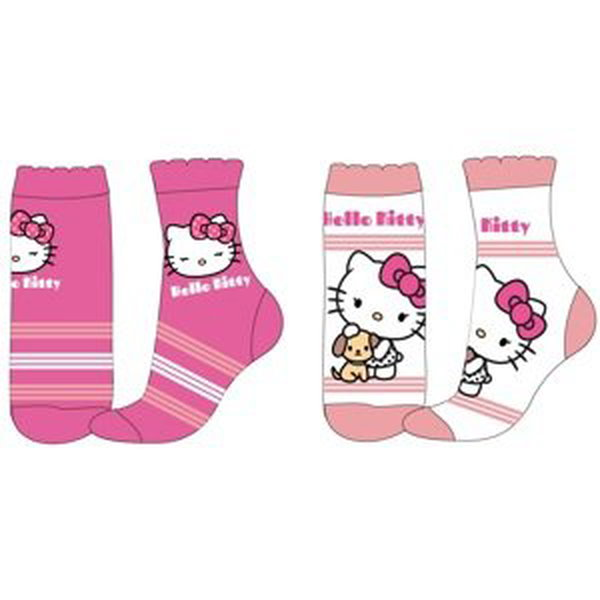 Hello Kitty - licence Dívčí ponožky - Hello Kitty 52342232, růžová/ bílá Barva: Růžová, Velikost: 23-26