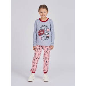 Dívčí pyžamo - Winkiki WKG 02893, šedá/ růžová Barva: Světle šedý melír, Velikost: 104