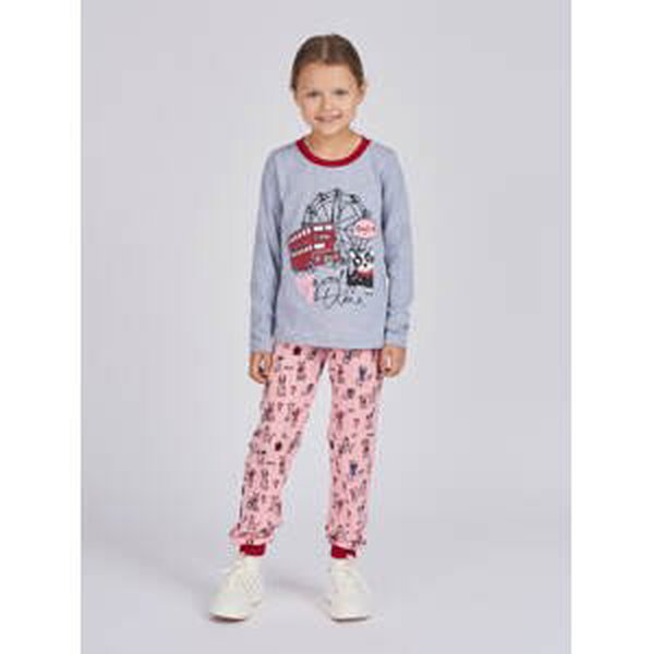 Dívčí pyžamo - Winkiki WKG 02893, šedá/ růžová Barva: Světle šedý melír, Velikost: 98