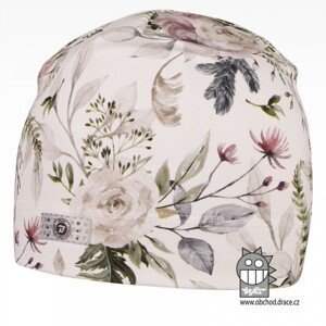 Bavlněná celopotištěná čepice Dráče - vzor 03 - bílá, květy Barva: Bílá, Velikost: 50-52