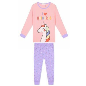 Dívčí pyžamo - KUGO MP1352, lososová/fialková Barva: Lososová, Velikost: 98