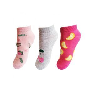 Dívčí kotníkové ponožky Aura.Via - GND8005, šedá/ sv. růžová/ neon. růžová Barva: Mix barev, Velikost: 28-31