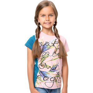 Dívčí tričko - WINKIKI WJG 82147, světle růžová/ petrol Barva: Růžová, Velikost: 128
