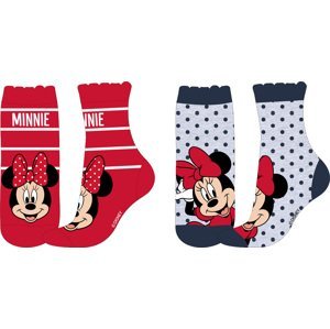 Minnie - licence Dívčí ponožky - Minnie Mouse 52349870, červená/ šedá puntík Barva: Mix barev, Velikost: 23-26