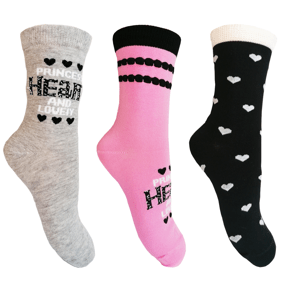 Dívčí ponožky Aura.Via - GNZ8717, růžová/ světle šedá/ černá Barva: Mix barev, Velikost: 28-31